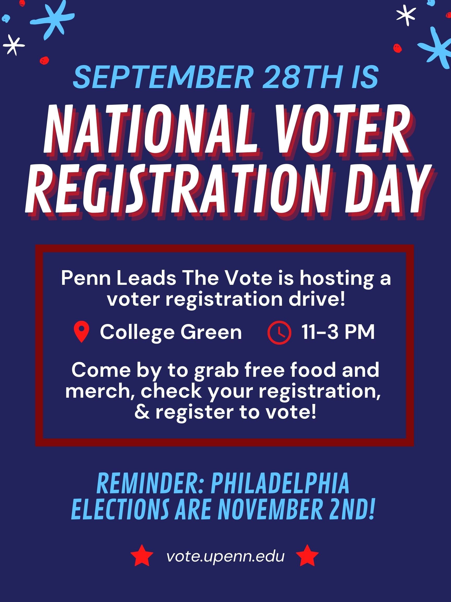 September 28th is National Voter Registration Day!  Click for accessible version of this flyer